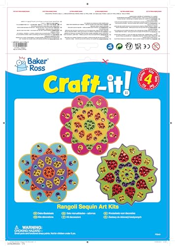 Baker Ross FE840 Rangoli Sequin Craft Kits - Pack of 4 Assorted Designs 5
