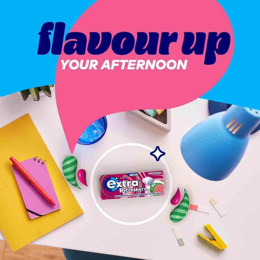 Extra - Refreshers Watermelon Raspberry Flavour Sugarfree Chewing Gum (16 Packs, 7 Pieces Each) 7