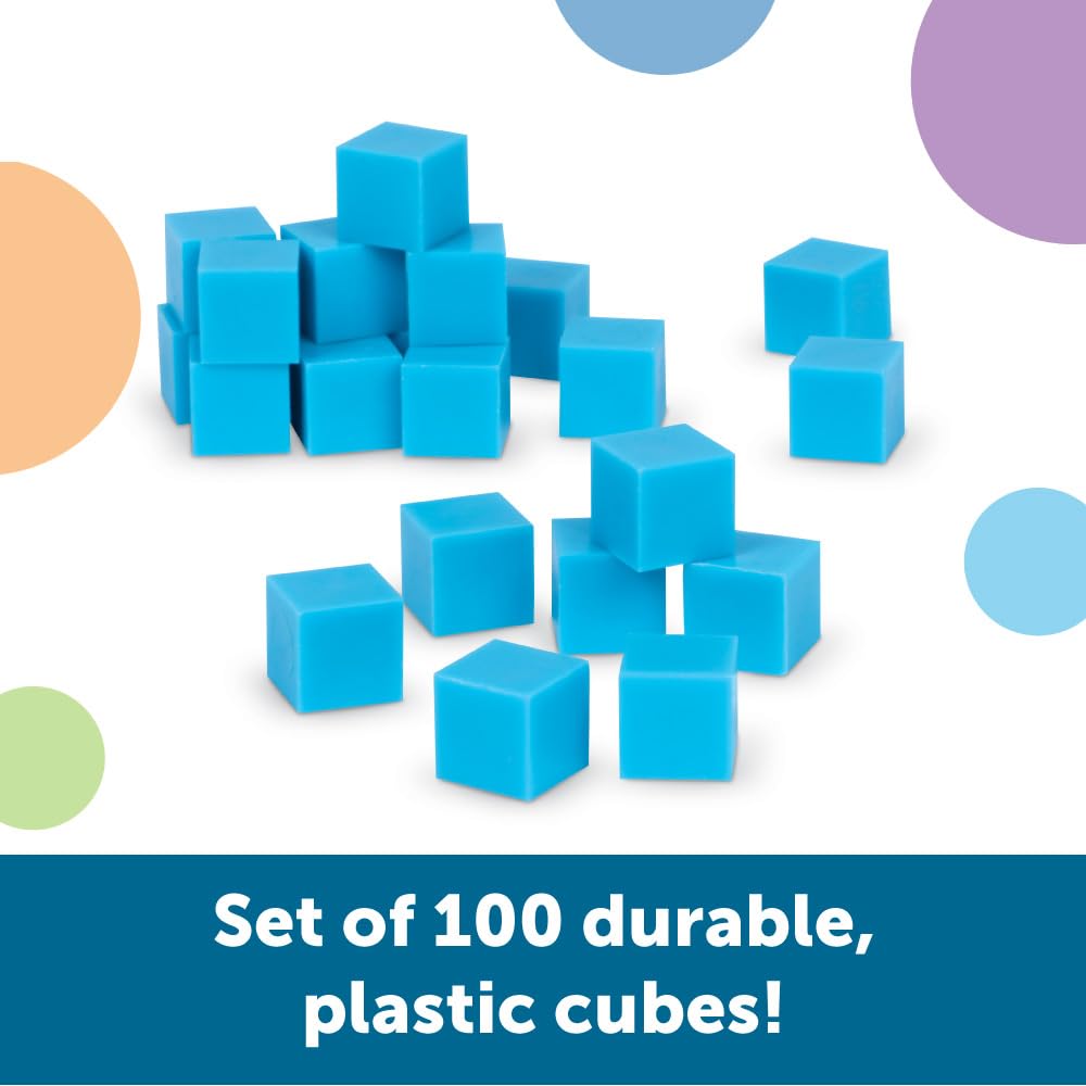 Learning Resources Grooved Plastic Base 10 Units - Set of 100, 1cm Cubes for Math Learning 5