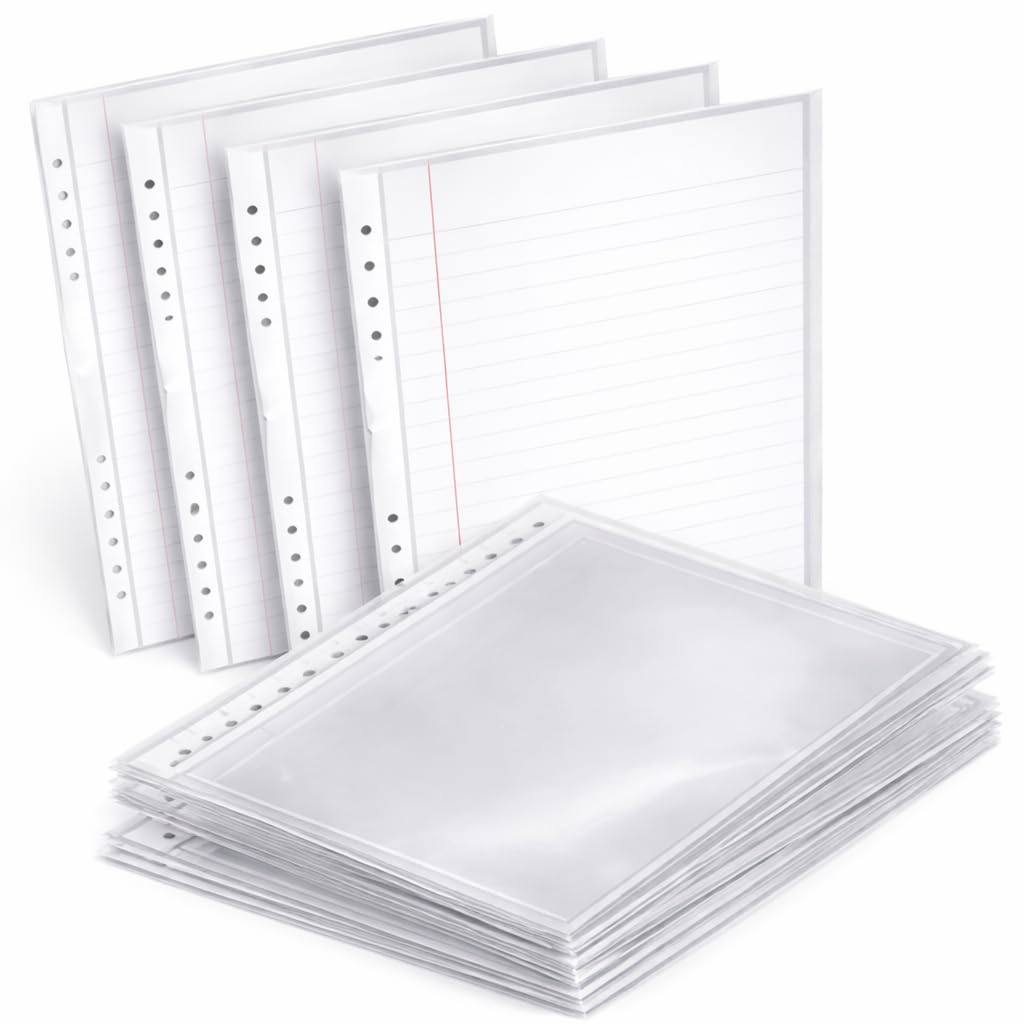 1ABOVE 100-Pack A4 Plastic Wallets - 90 Micron Extra Strong | Glass Clear | Multi-Punched 1