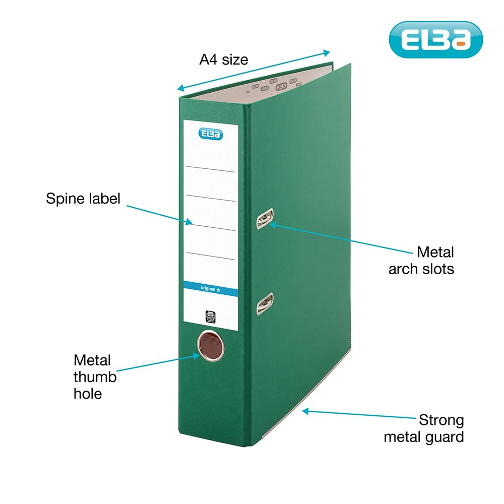 Elba A4 Lever Arch File - 80mm Spine, 570 Sheet Capacity | Durable Paperboard | Red