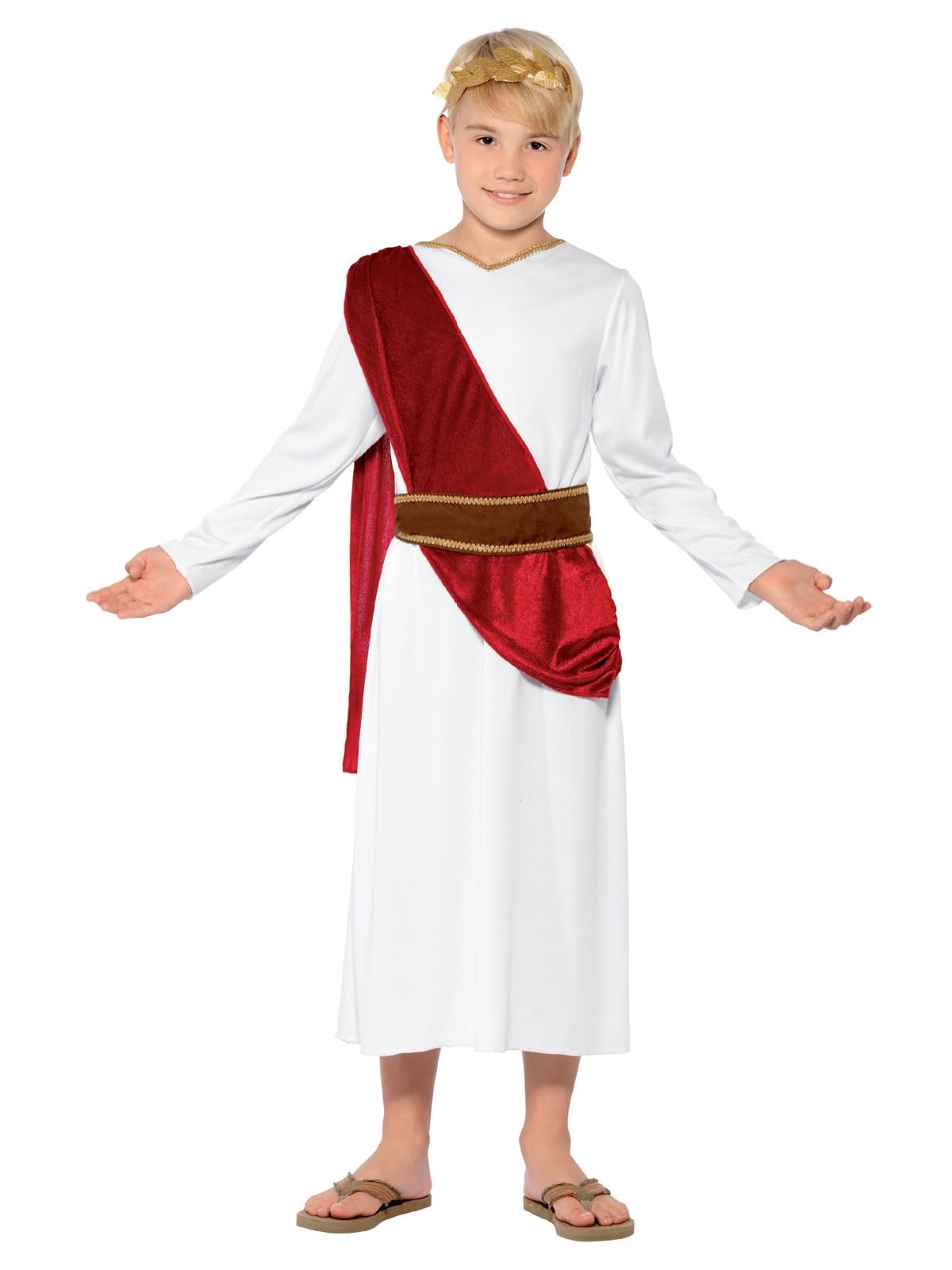 Smiffys Child Roman Boy Fancy Dress Costume with Robe, Belt, and Headpiece