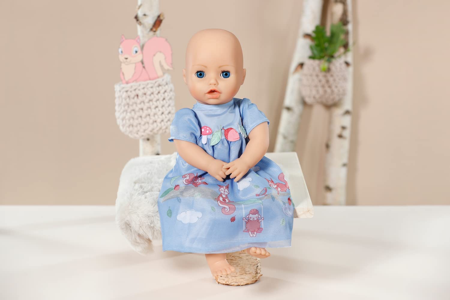 Baby Annabell Blue Dress 709610 - Sheep & Squirrel Pattern Doll Clothing for 43cm Dolls