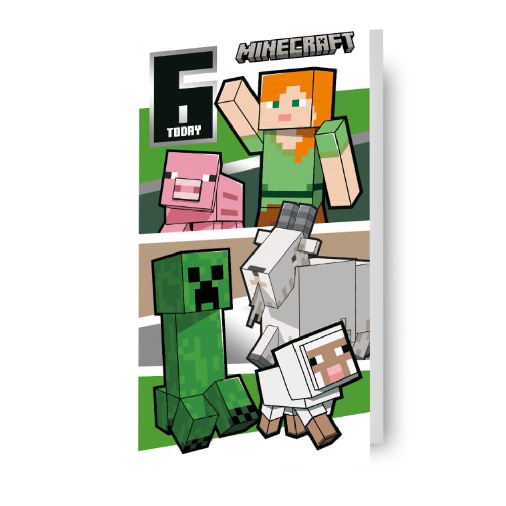 Danilo Promotions LTD Minecraft Age 6 Birthday Card | Mixed Color | 235x130mm 1