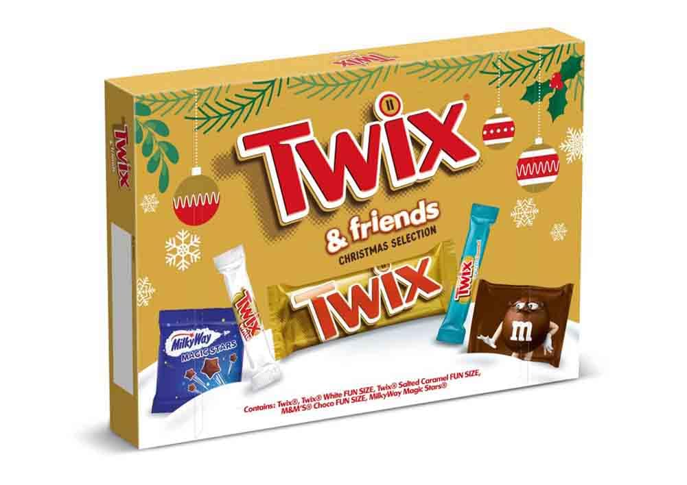 Twix Christmas Milk Chocolate Selection Box 140g with M&Ms and Milky Way Magic Stars