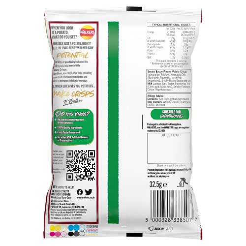 Walkers Smoky Bacon Crisps 32.5g (Case of 32) 7
