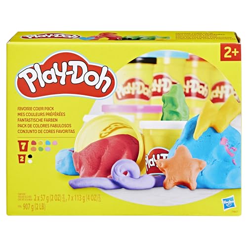 Play-Doh Favorite Colors 9-Pack Set with 7 Large & 2 Small Cans – Red, Orange, Yellow, Green, Blue, Purple, Pink, Black, White 17