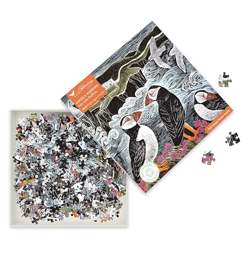 Flame Tree Adult Sustainable Jigsaw Puzzle - Angela Harding Fair Isle Puffins, 1000-Piece 3