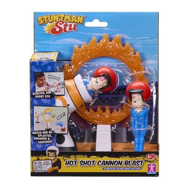 Stuntman Stu Hot Shot Cannon Blast - Sling Shot Action Playset for Kids
