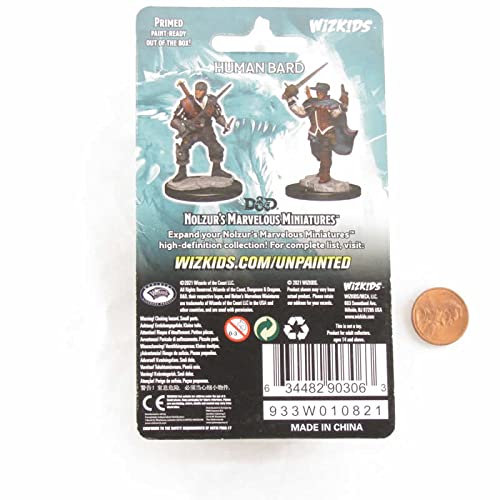 WizKids Nozurs Marvelous Miniatures - Human Bard Male Unpainted D&D Miniature | 2 Pieces 3