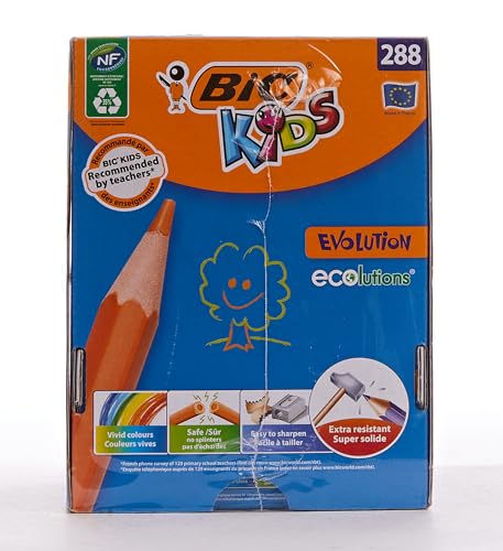 BIC Kids Evolution Coloured Pencils - Wood-Free, Durable Art Supplies for Kids 5+ 15