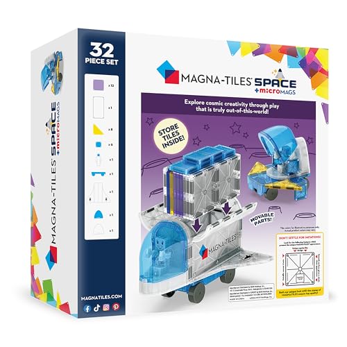 Magna-Tiles Space 32-Piece Magnetic Construction Set - Space Shuttle with Storage, Ages 3+ 7
