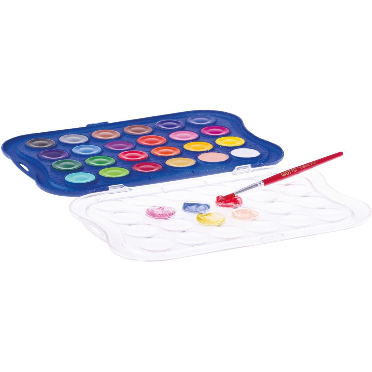 GIOTTO Watercolour Paint Set - 24 Blocks, Assorted Colours, Super Washable for Children