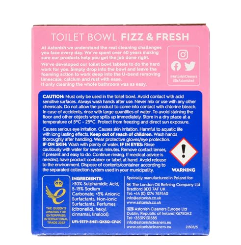 Astonish Fizz & Fresh Toilet Bowl Tablets - Pink Peony Fresh, Deep Cleaning Foam Action Tabs 5