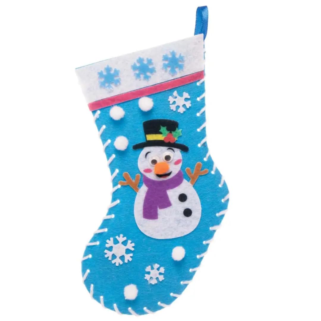 Baker Ross FC147 Christmas Stocking Craft Kits - Pack of 3, Sewing & Decorate for Kids