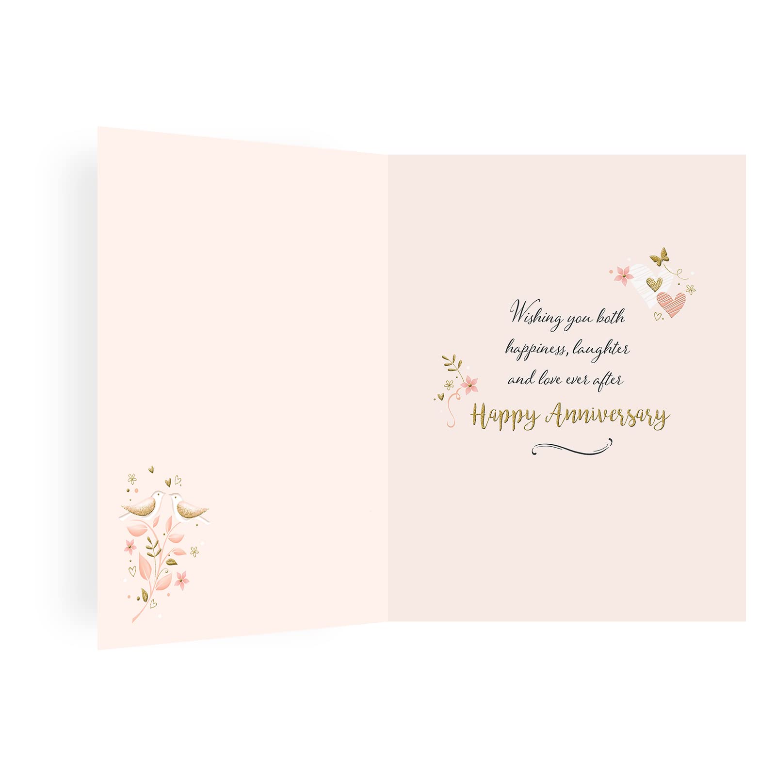 Piccadilly Greetings Modern Anniversary Card - Birds on Peach Design | 8 x 6 inches