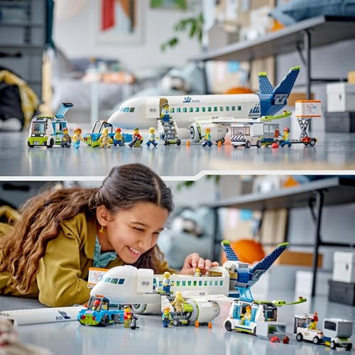 LEGO City Passenger Aeroplane Toy Set - 913-Piece Building Kit with 9 Minifigures & Airport Vehicles 11