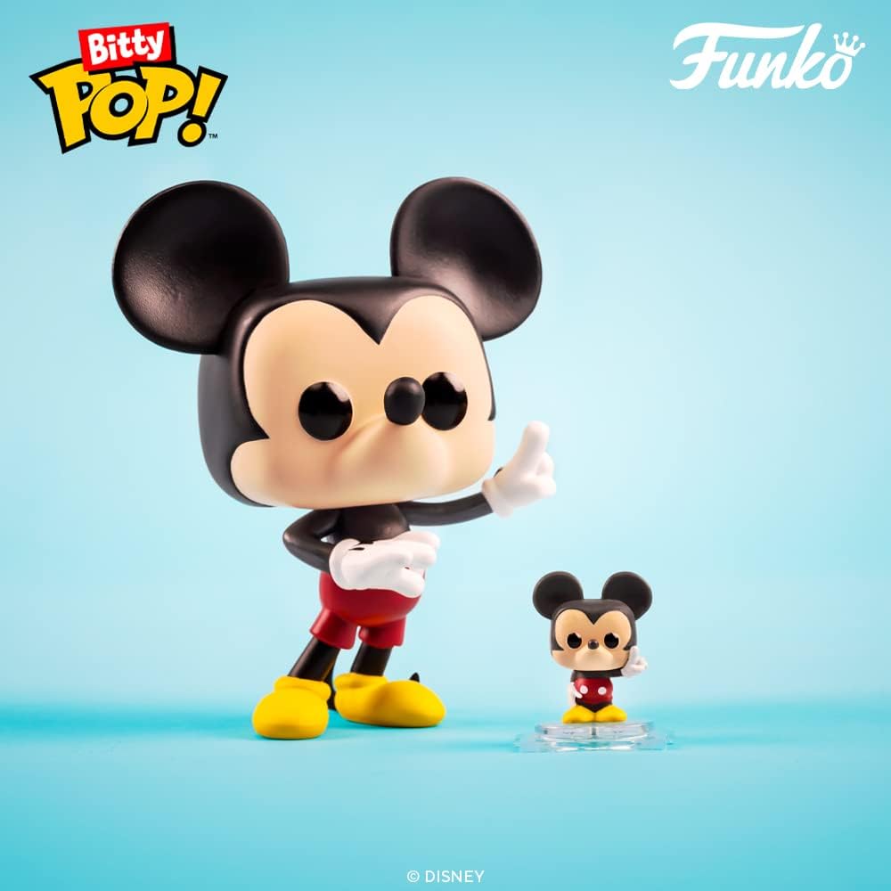 Funko Bitty POP! Disney - Mickey Mouse, Minnie Mouse (Pink Dress), Pluto & Mystery Figure Vinyl Set 3