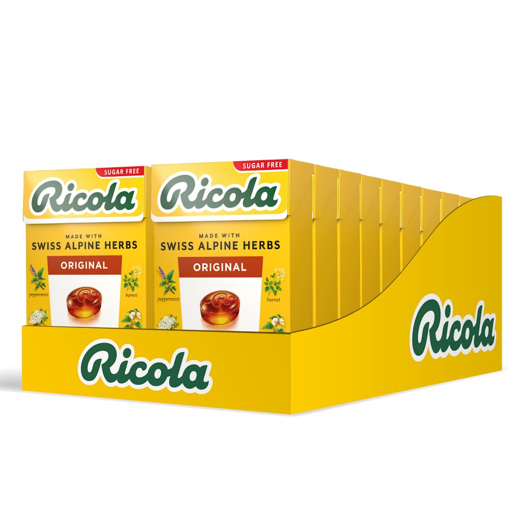 Ricola Original Sugar Free Swiss Herbal Sweets, Herb Drops, Sweet Box 45g - Pack of 20 Boxes
