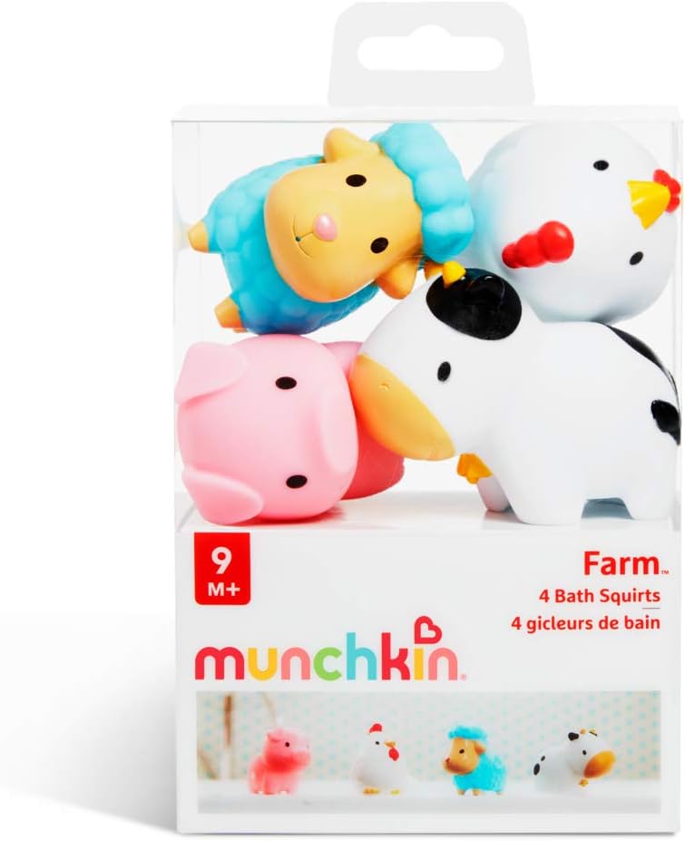Munchkin Floating Farm Animal Bath Squirt Toys - 4 Pack for Babies & Toddlers 4