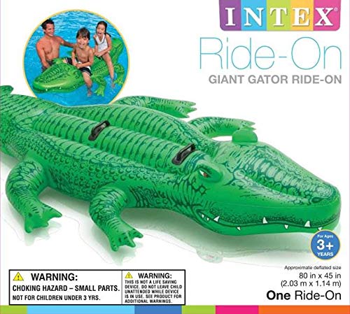 Intex Giant Gator Inflatable Ride-On Pool Toy - 78" L x 43" W | Max 88lb Capacity | Ages 3+ 4
