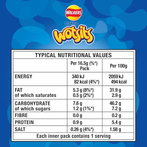 Walkers Wotsits Really Cheesy Multipack Snacks Crisps 20x16.5g 6