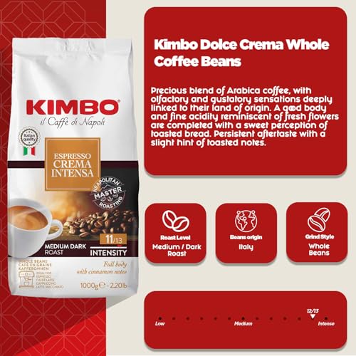 Kimbo Crema Intensa Whole Coffee Beans - Medium Roast, 1kg Bag 6