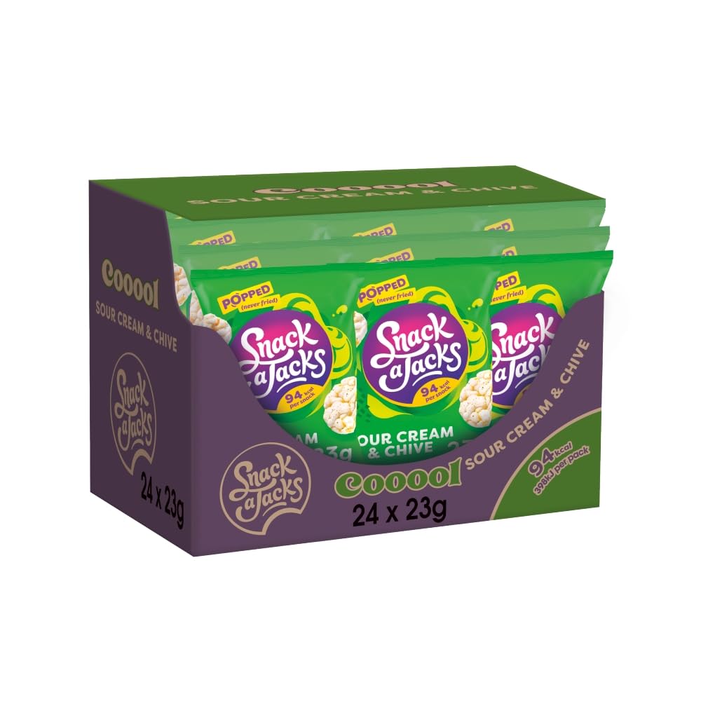 Snack a Jacks Sour Cream & Chive Rice Cakes - Case of 24 x 23g Packs 1
