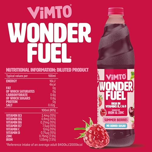 Vimto Wonderfuel Squash – No Added Sugar – Vitamins B, C & D – Iron & Zinc – 725ml 5