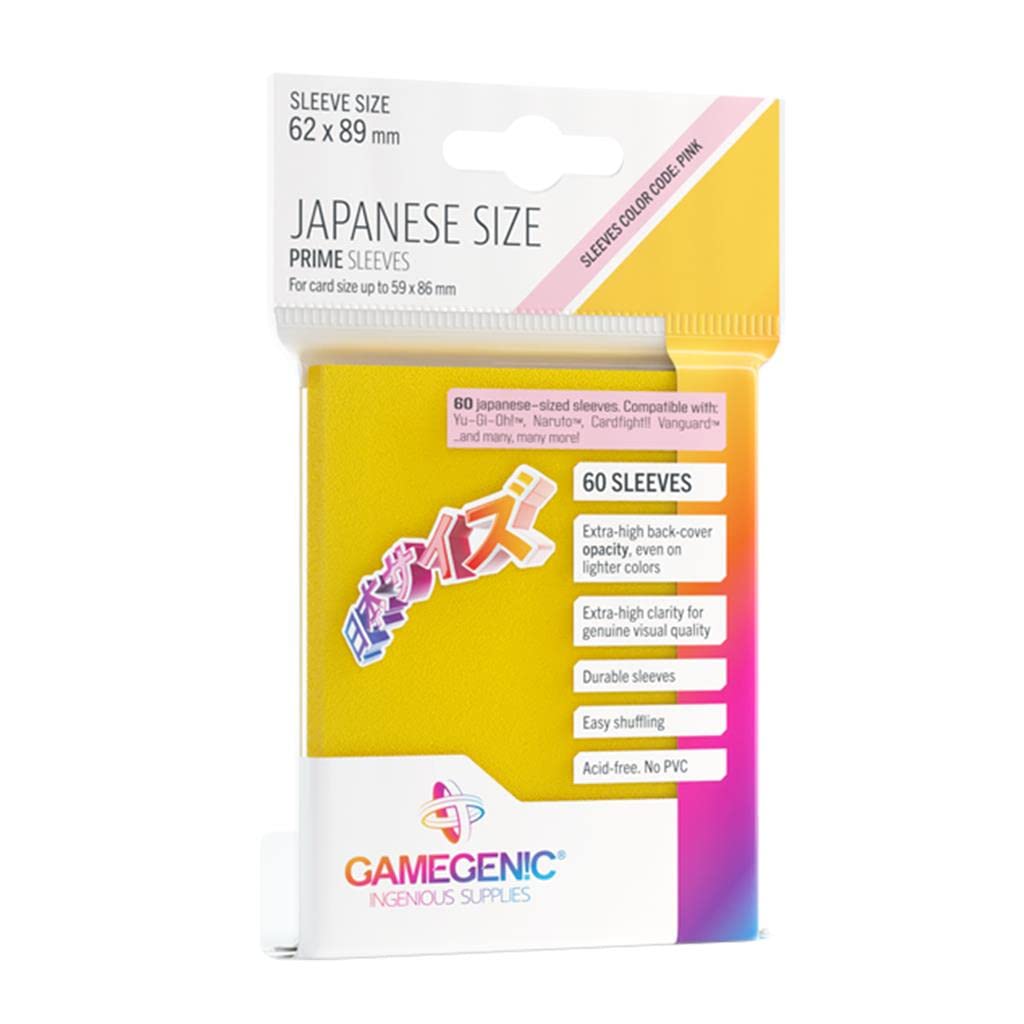 Gamegenic Prime Japanese Sized Sleeves - Yellow | 60 Count | 100 Micron Thickness 1
