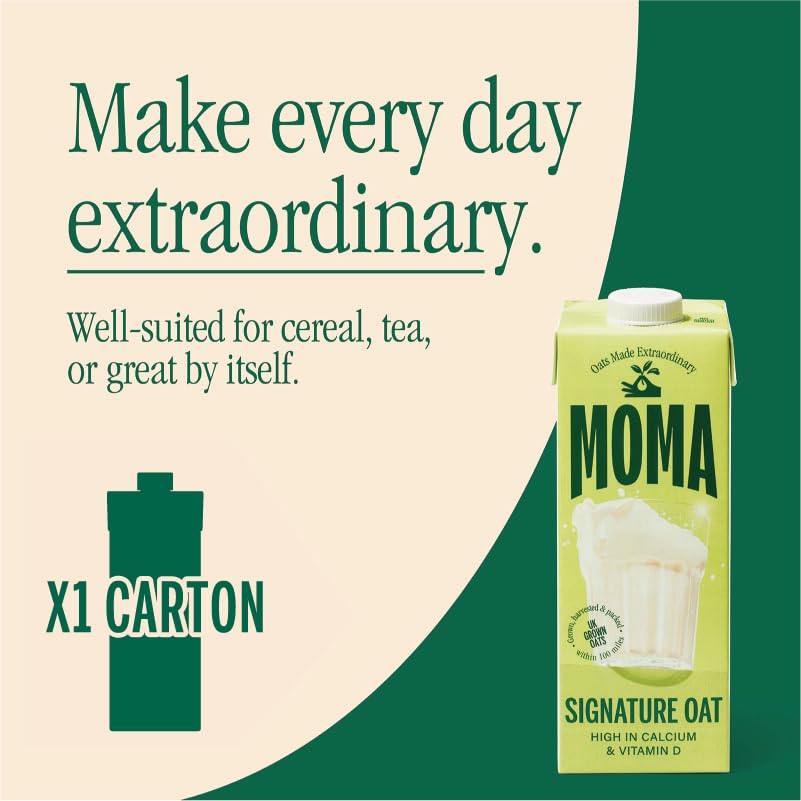 MOMA Signature Oat Drink - 1L - Plant-Based, Vegan, Calcium & Vitamin Enriched - Made with British Oats 12