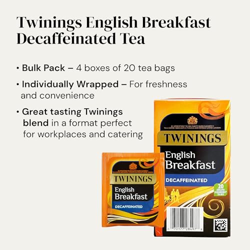 Twinings English Breakfast Decaffeinated Tea Bags, 4 Boxes of 20 Individually Wrapped 3