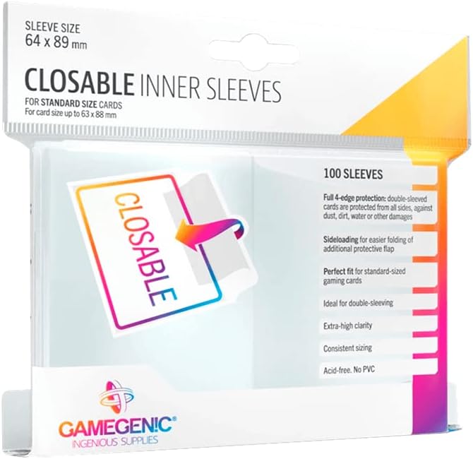 GAMEGENIC Closable Inner Sleeves (100) - Multi-Language Packaging with Spanish