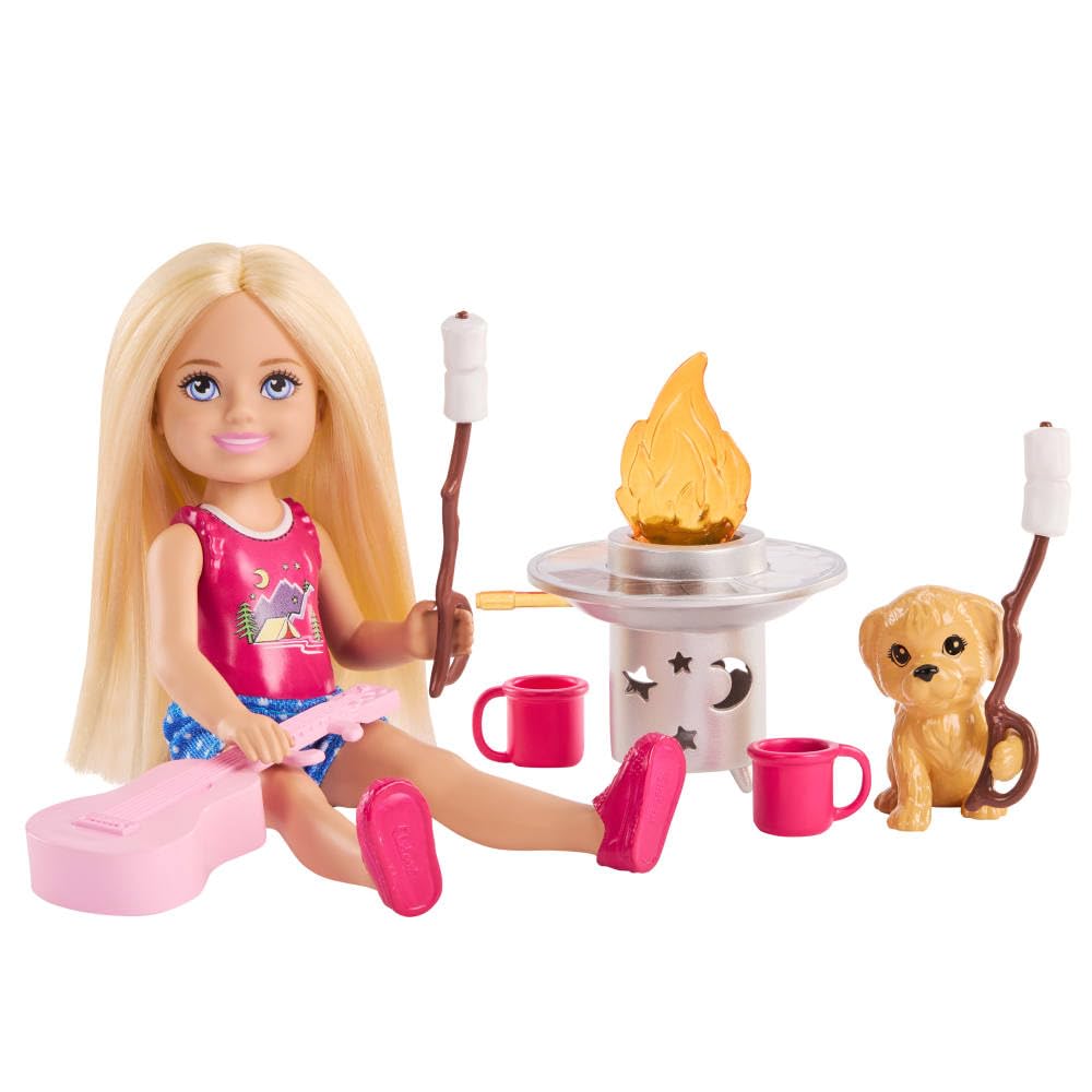 Barbie Chelsea Outdoor Adventures Playset - Chelsea Doll, Puppy, Campfire Accessories | Ages 3+ 1