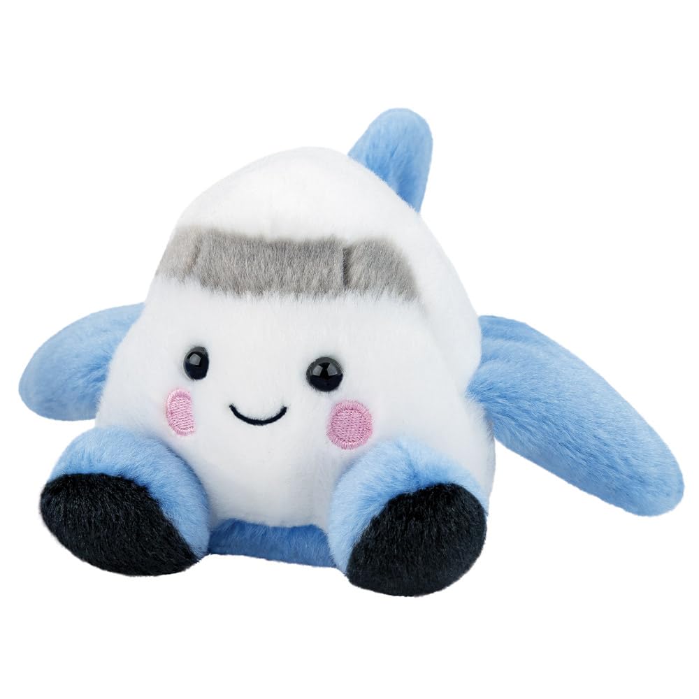 AURORA Palm Pals Aveline Airplane Soft Toy - 13cm, White & Blue, Suitable from Birth 6