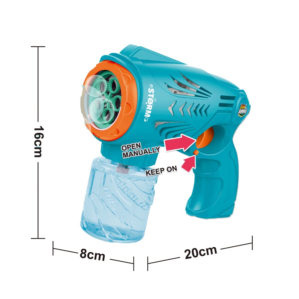 RAM Bubble Gun - 2-in-1 Automatic Bubble Machine with LED Lights for Kids 6