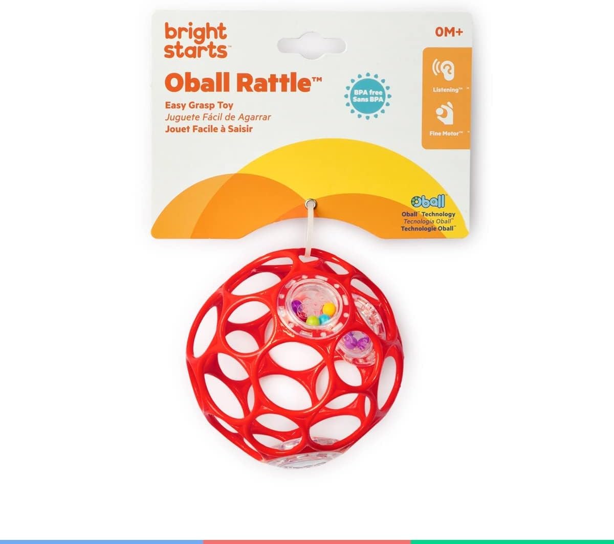 Bright Starts Oball Easy-Grasp Rattle - BPA-Free Infant Toy for Newborns 4