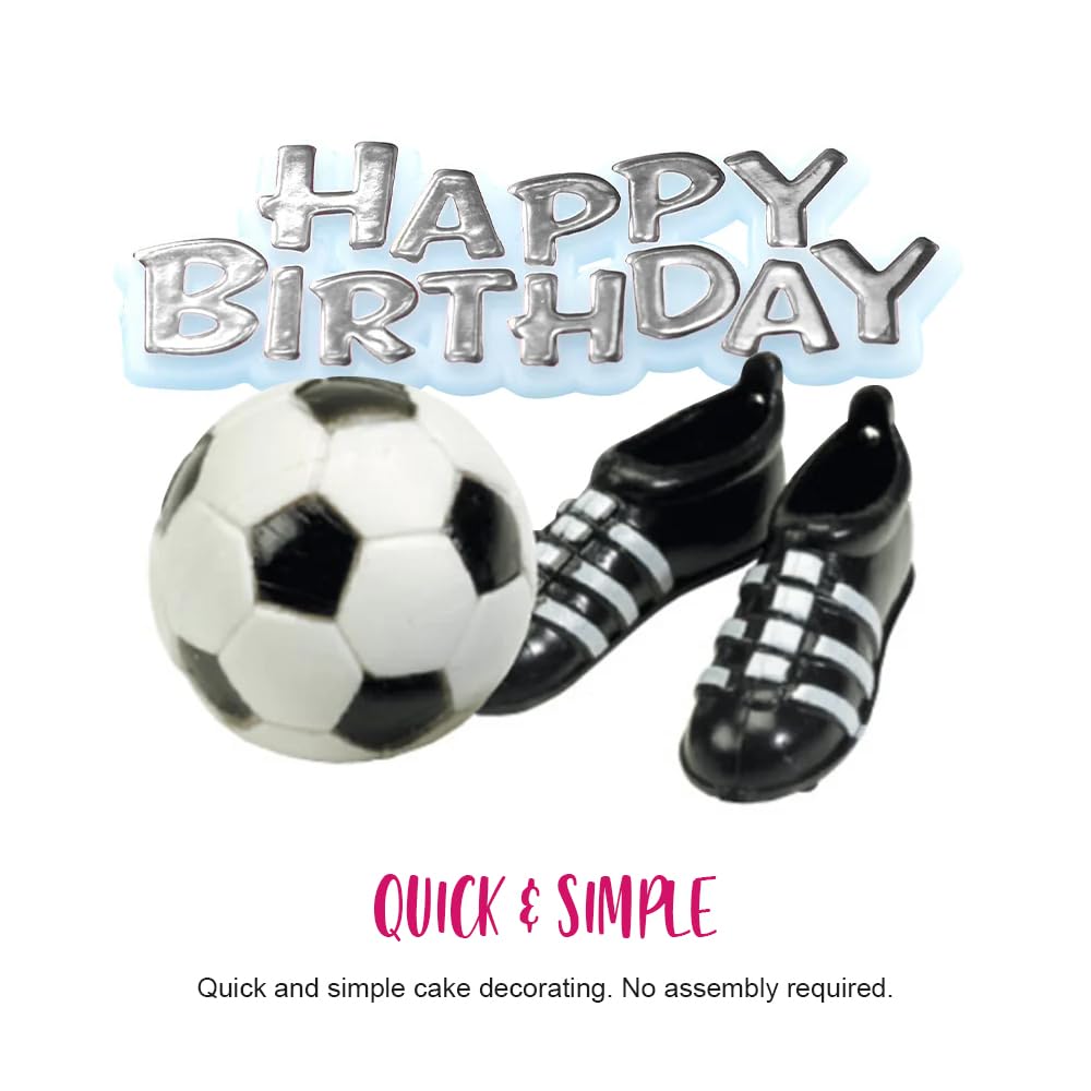 Anniversary House Football Cake Topper Kit - 3-Piece Reusable Set with Boots & Birthday Motto 4
