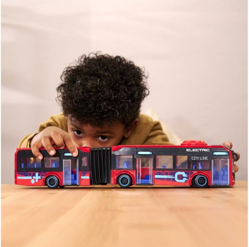 Dickie Volvo 7900 E City Bus Toy Vehicle - 40cm Red Play Bus for Kids 4