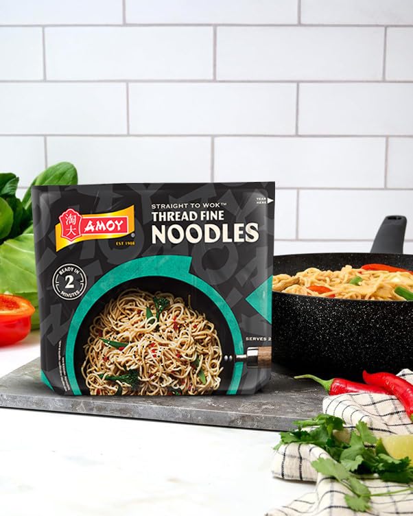 Amoy Straight to Wok Thread Fine Noodles, 2 x 150g 4