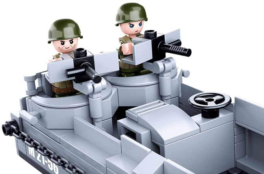 Sluban M38-B0855 WW2 Landing Craft Building Set - 182 Pieces, Medium Grey