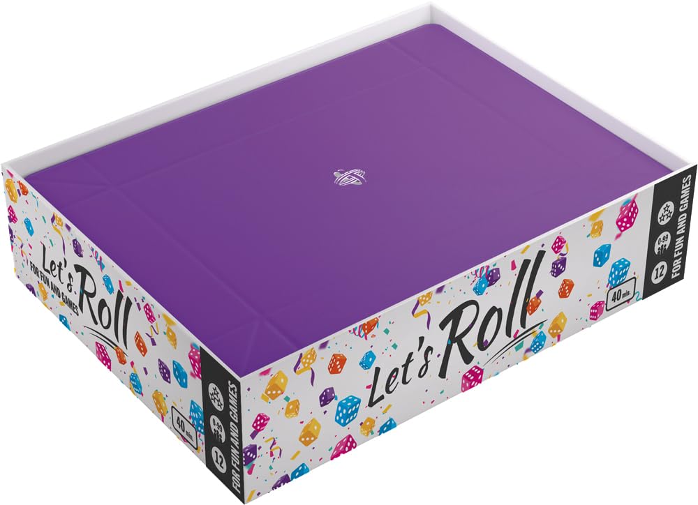 Gamegenic Magnetic Dice Tray - Compact Reversible Rectangular Dice Tray for Board Games, Black/Purple 5