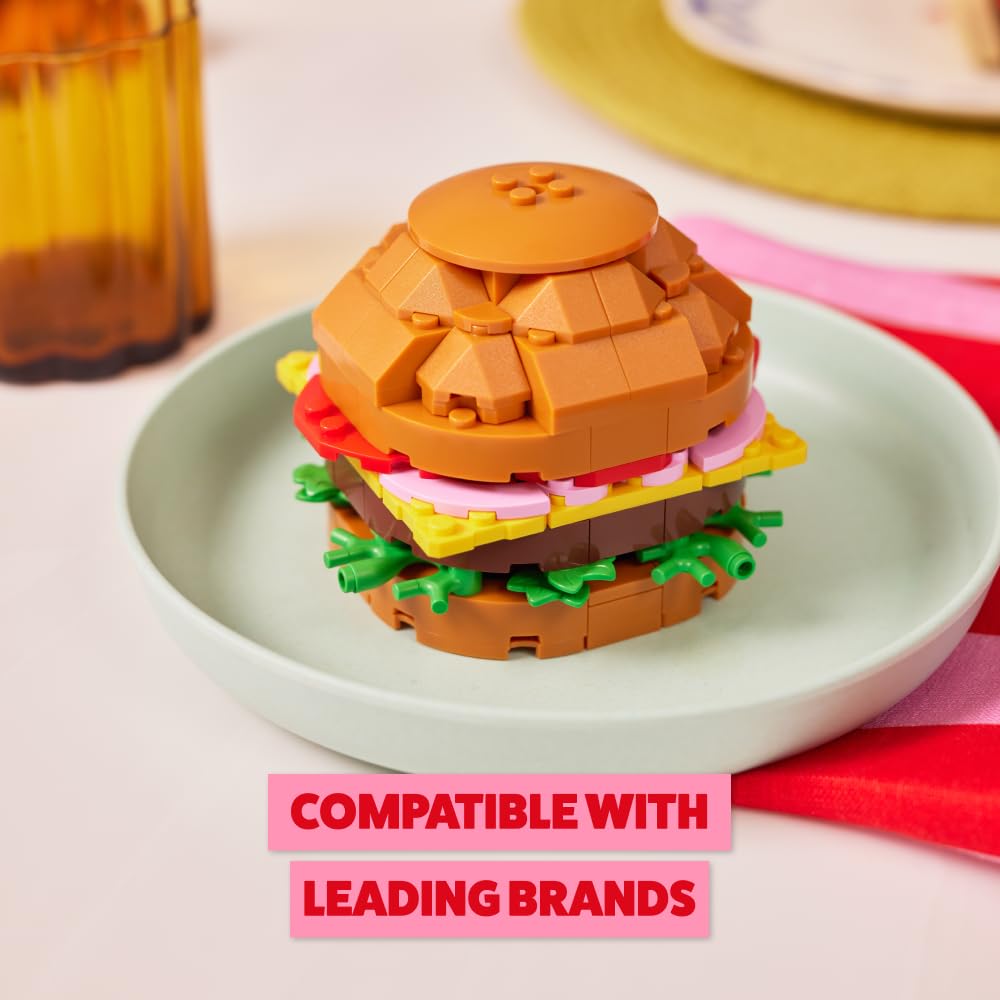 MAX Premium Snacks Building Bricks - Hamburger Collectible Toy Set for Ages 3+