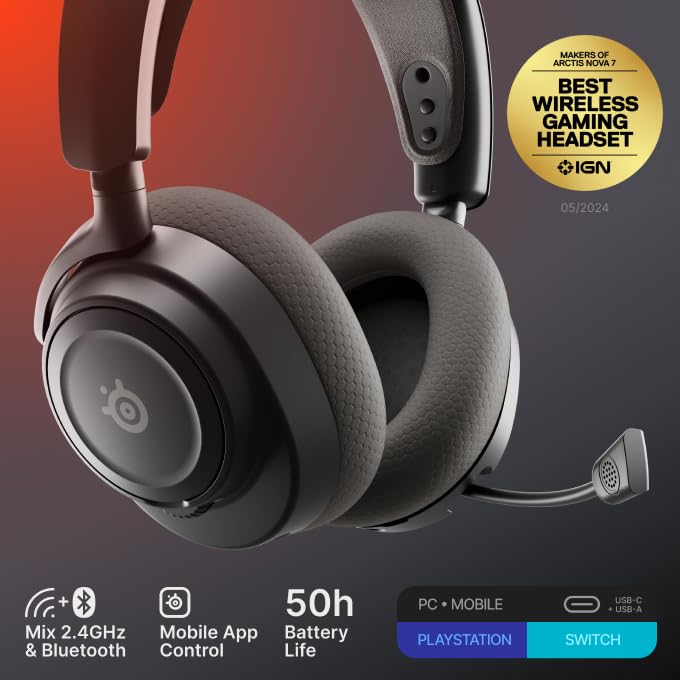 SteelSeries Arctis Nova 7 Wireless Gen 2 - 2.4GHz + Bluetooth Gaming Headset for PC, PS5, Xbox, Switch 11