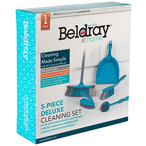 Beldray - LA024152TQ 5 Piece Cleaning Set with Broom, Dustpan & Brush, Scrubbing Brush, Dish Brush 12