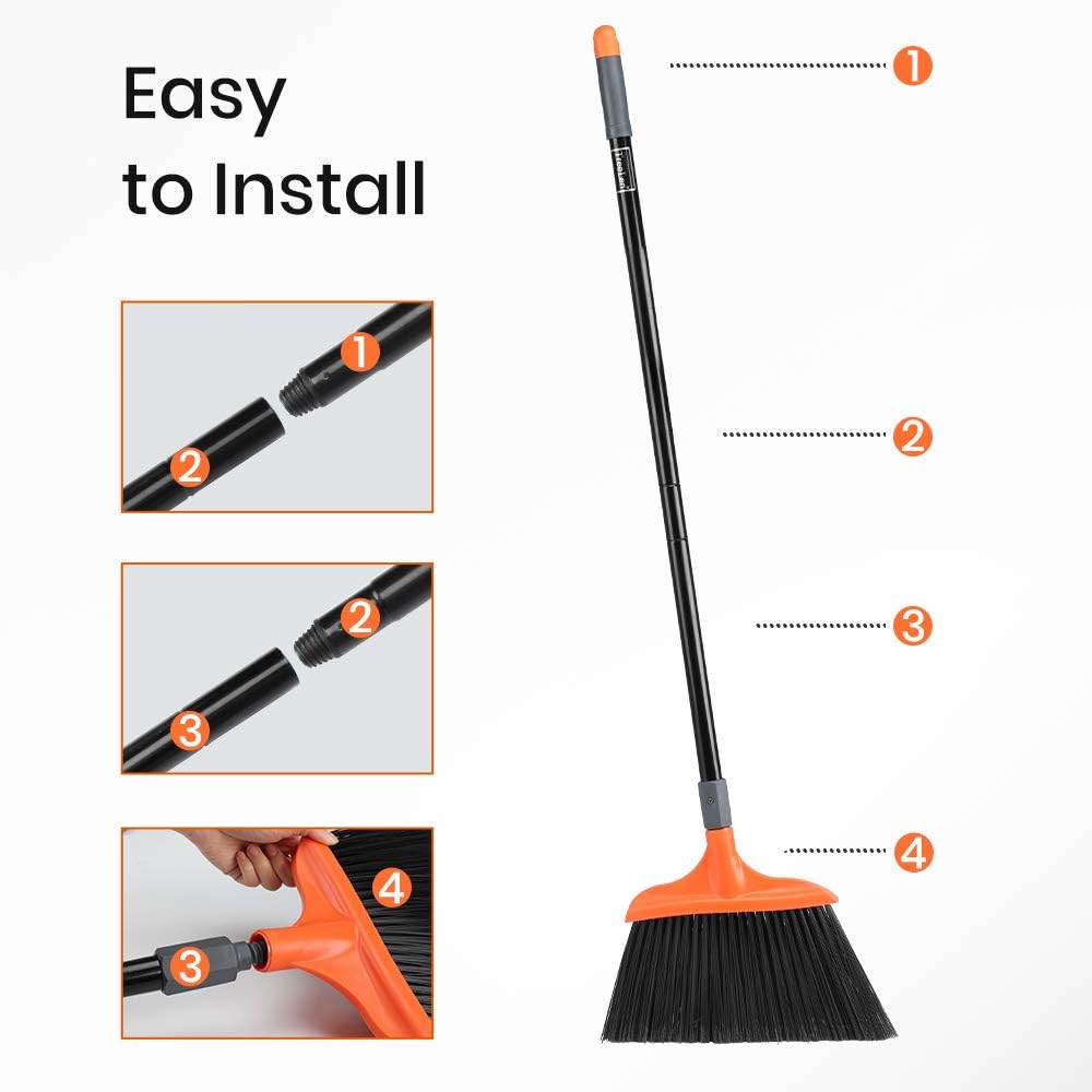 TreeLen Heavy-Duty Angle Broom - 14.5" Wide Long Handle Broom for Garages, Driveways & Outdoor Cleaning 3