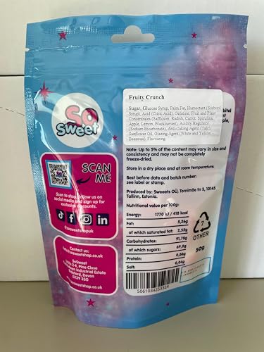 SoSweet Freeze Dried Fruity Crunch Sweets - Intense Flavour | Crispy Texture | 50g Bag