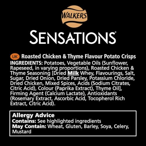 Sensations Roast Chicken & Thyme Thick Cut Premium Potato Crisps, Sharing Bag 150g 14
