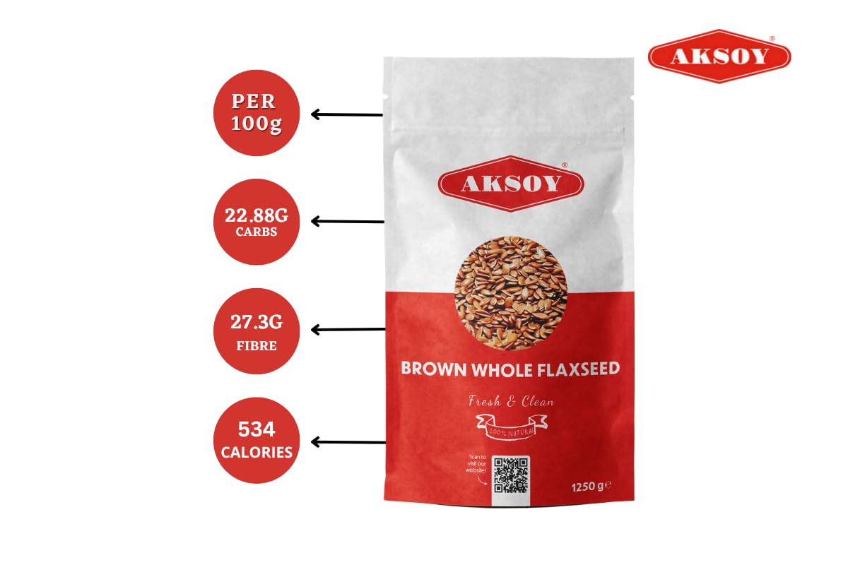 AKSOY Brown Whole Flaxseed (Linseed) - Raw, Non-GMO, 1250g | Cardiovascular Support 3