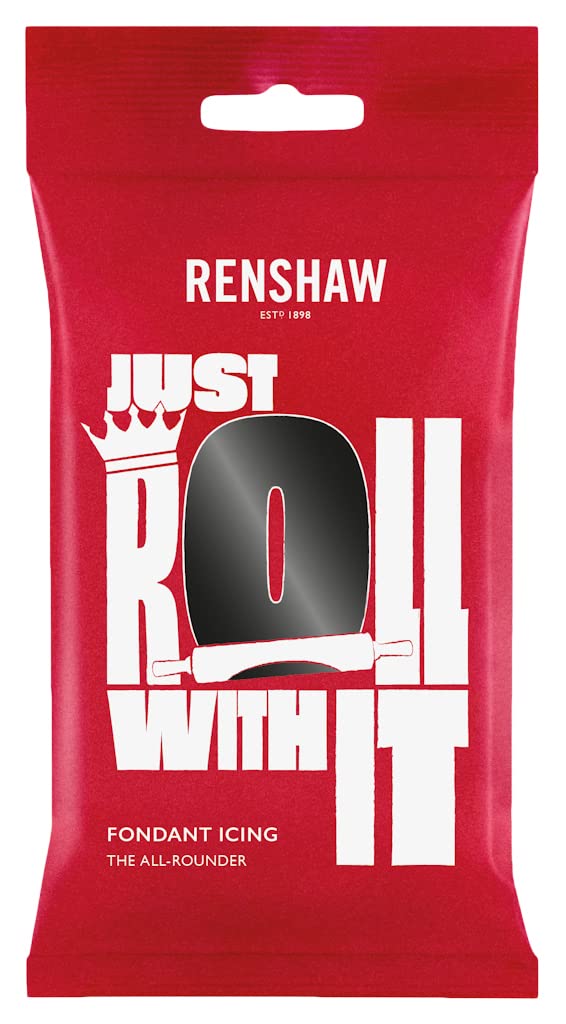 Renshaw Jet Black Just Roll With It Ready to Roll Fondant Icing, 1 kg
